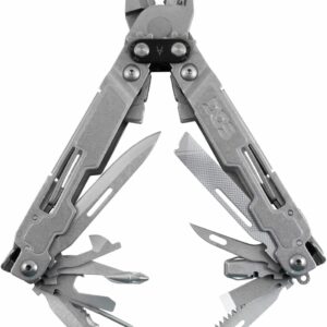 SOG PowerAccess Deluxe All-Around Heavy Duty Stainless Steel Multi-Tool w/Nylon Sheath, Two Knife Blades, Can & Bottle Opener, Stone Wash